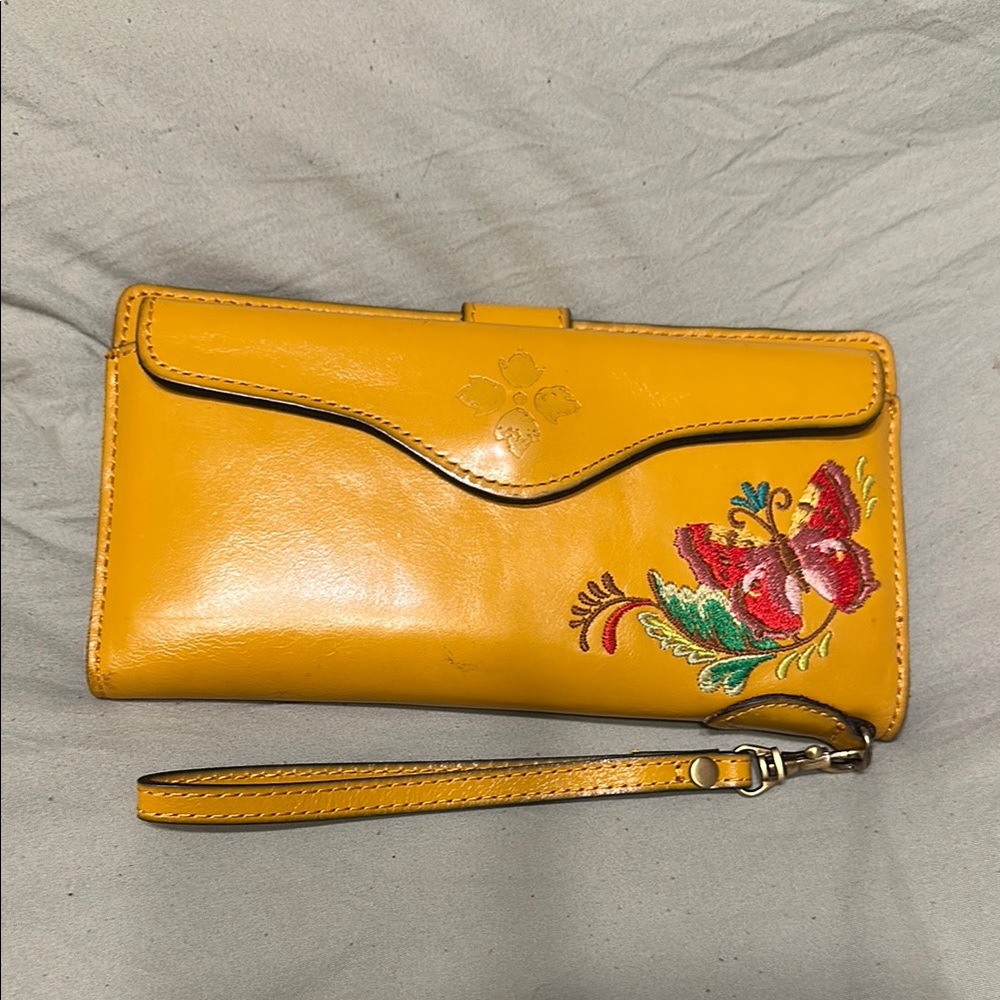 Patricia Nash RFID Yellow Clutch wallet with Embroidery